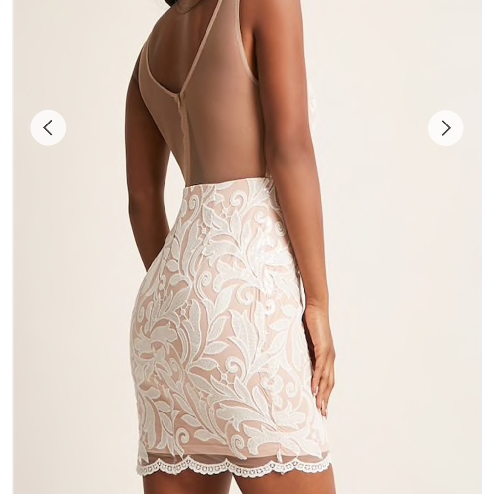 Embroidered white mesh sequin dress. Size small